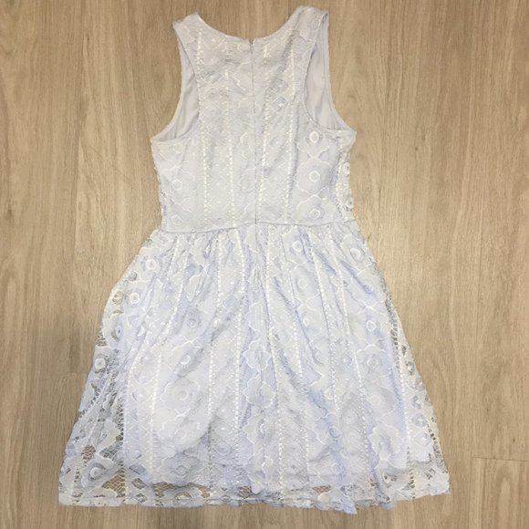 Altar'd State Dusty Blue Lace Fit and Flare Dress - Picture 5 of 6